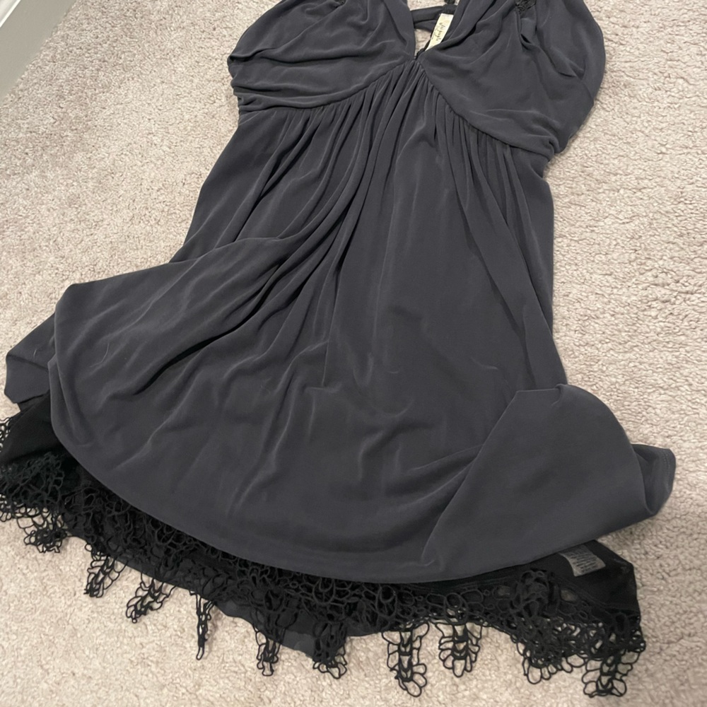 Free people double strap lace trim dress.